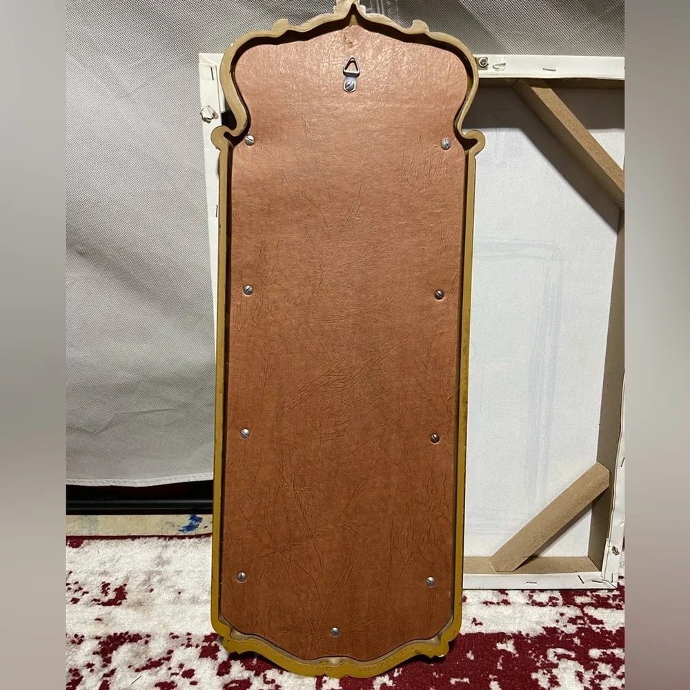 Vintage Ornate Baroque Detail Mirror, Rectangle, Faux Wood Frame.
